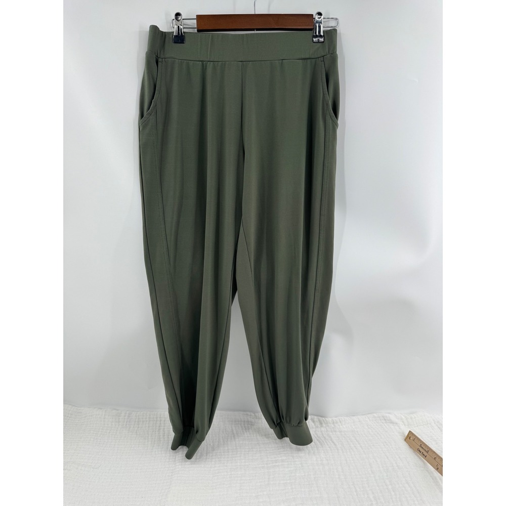 Lisa Rinna Collection Jogger Pants Small Petite Olive Green Elastic A309058